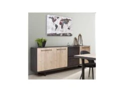 Buffet 3 Portes 2 Tiroirs Bois Clair/Béton Ciré - OZALEE -Deco.fr Soldes Boutique buffet 11134061