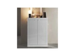 Meuble D'entrée 2 Portes Blanc Laqué Brillant - MATERA