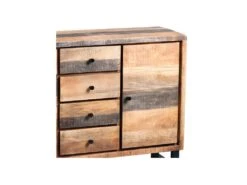 Buffet 2 Portes 4 Tiroirs Bois Massif Blanchi - ANZIA -Deco.fr Soldes Boutique buffet 11134961