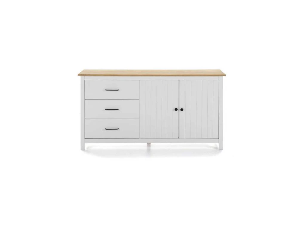 Buffet 2 Portes 3 Tiroirs Bois/Blanc - DARANMI 1 Buffet 2 Portes 3 Tiroirs Bois/Blanc - DARANMI