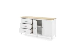 Buffet 2 Portes 3 Tiroirs Bois/Blanc - DARANMI 7 Buffet 2 Portes 3 Tiroirs Bois/Blanc - DARANMI -Deco.fr Soldes Boutique buffet 11135067