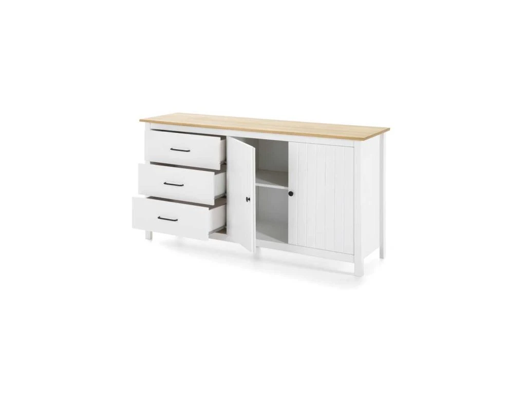 Buffet 2 Portes 3 Tiroirs Bois/Blanc - DARANMI 3 Buffet 2 Portes 3 Tiroirs Bois/Blanc - DARANMI – Image 3