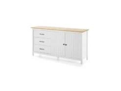 Buffet 2 Portes 3 Tiroirs Bois/Blanc - DARANMI 8 Buffet 2 Portes 3 Tiroirs Bois/Blanc - DARANMI -Deco.fr Soldes Boutique buffet 11135069
