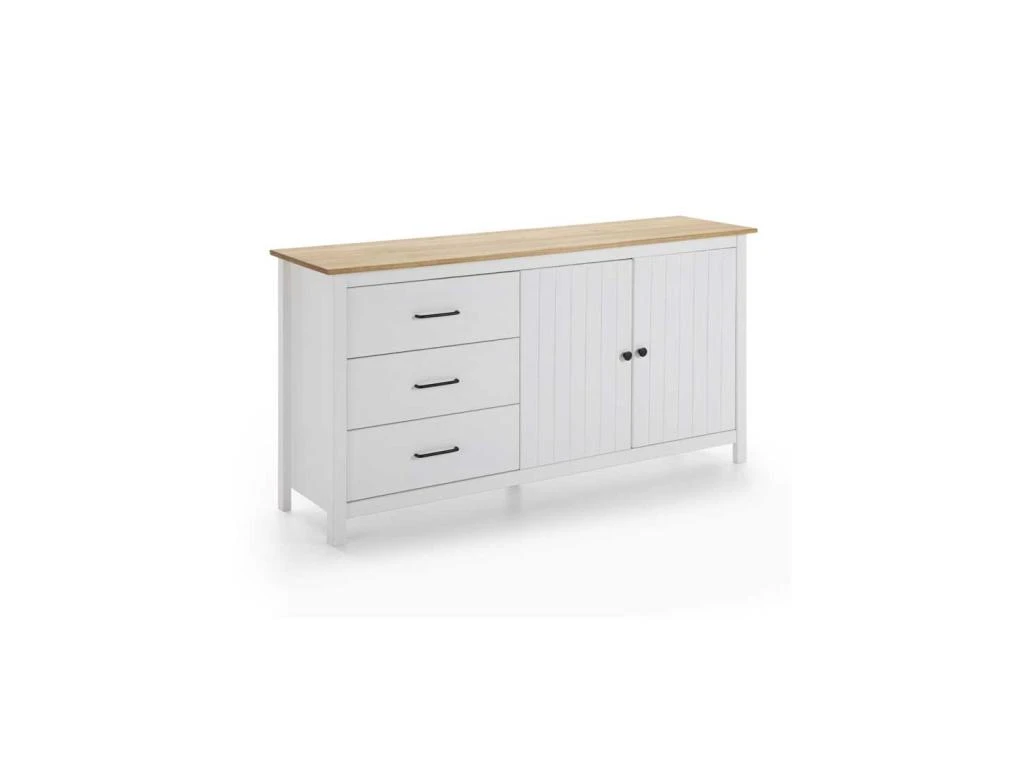 Buffet 2 Portes 3 Tiroirs Bois/Blanc - DARANMI 5 Buffet 2 Portes 3 Tiroirs Bois/Blanc - DARANMI – Image 5