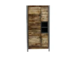Armoire 4 Portes, 2 Niches, 1 Tiroir Bois/Metal - JINK
