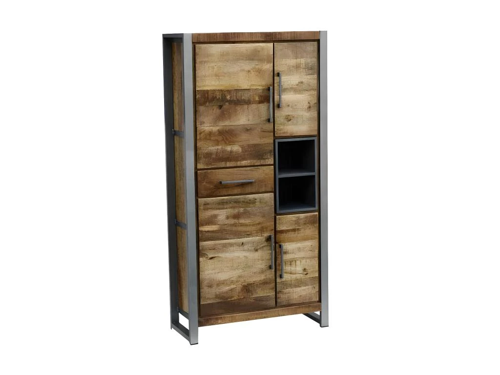 Armoire 4 Portes, 2 Niches, 1 Tiroir Bois/Metal - JINK 2 Armoire 4 Portes, 2 Niches, 1 Tiroir Bois/Metal - JINK – Image 2
