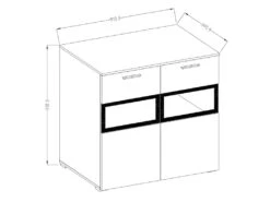 Buffet 90cm Pour Salon Avec 2 Portes Vitrées Et LED Intégrées Couleur Chêne Et Gris Anthracite Collection CONNOR. -Deco.fr Soldes Boutique buffet 11152671