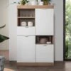 Buffet Haut Avec 3 Portes Et 1 Tiroir - Naturel Et Blanc Laqué - EVOLIA -Deco.fr Soldes Boutique buffet 11175981