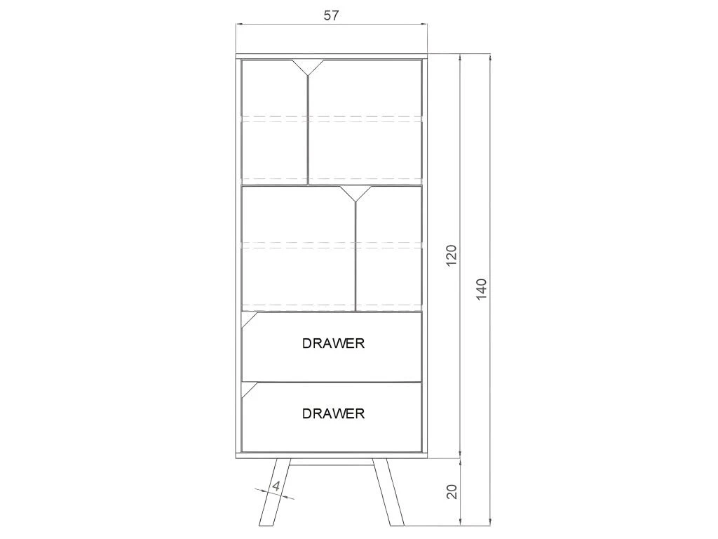 Buffet Haut 4 Portes 2 Tiroirs L57 X H140 Cm - Tokio 6 Buffet Haut 4 Portes 2 Tiroirs L57 X H140 Cm - Tokio – Image 6