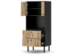 Buffet Haut Industriel 2 Portes Et 2 Tiroirs L57 X H135 Cm - Bospe -Deco.fr Soldes Boutique buffet 11451709