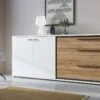 Buffet Avec 2 Portes Et 3 Tiroirs - Naturel Et Blanc - NISUKA -Deco.fr Soldes Boutique buffet 12306015