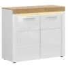 Buffet 2 Portes Avec LED Nara Blanc Et Bois -Deco.fr Soldes Boutique buffet 12511535