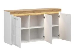 Buffet 3 Portes Avec LED Nara Blanc Et Bois -Deco.fr Soldes Boutique buffet 12511569