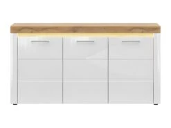 Buffet 3 Portes Avec LED Nara Blanc Et Bois -Deco.fr Soldes Boutique buffet 12511571