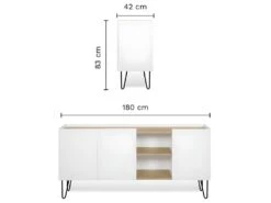Buffet NINA - Chêne Clair Et Blanc - TEMAHOME -Deco.fr Soldes Boutique buffet 12513937