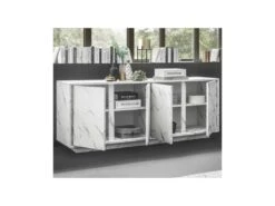 Buffet 4 Portes Marbre Blanc - BURANO -Deco.fr Soldes Boutique buffet 12602605