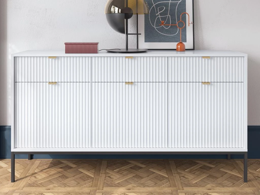 Buffet Avec 3 Portes Et 3 Tiroirs - Blanc - LIOUBA De Pascal MORABITO 2 Buffet Avec 3 Portes Et 3 Tiroirs - Blanc - LIOUBA De Pascal MORABITO – Image 2