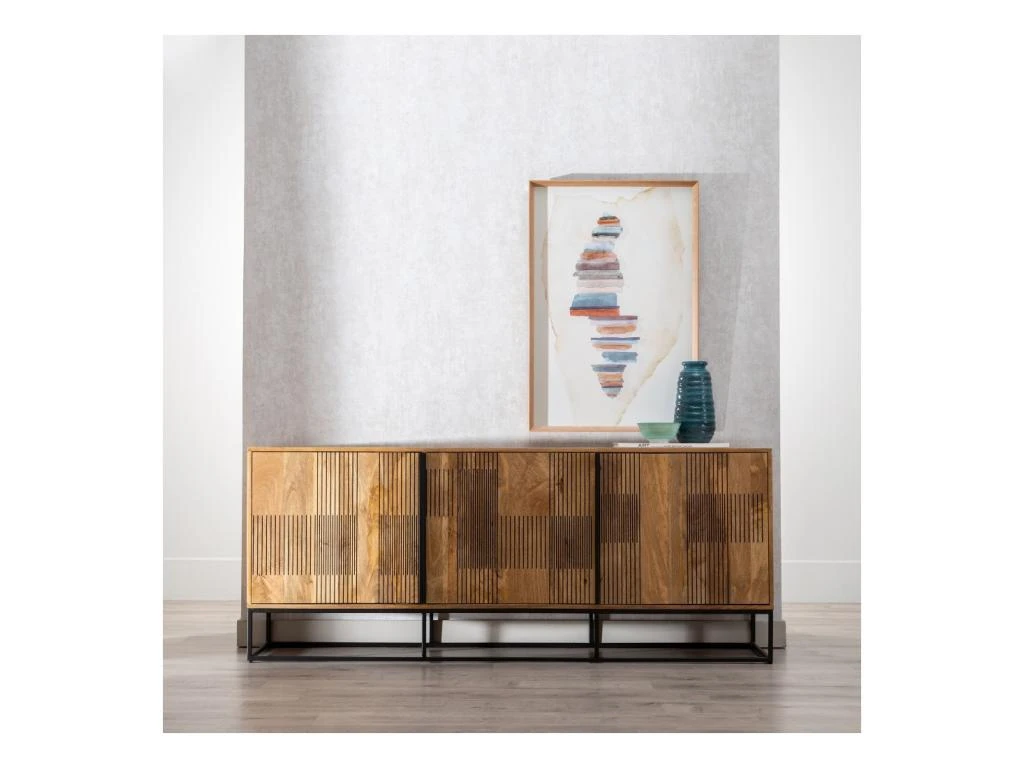 Buffet 3 Portes Bois Massif/Métal - APACHE 2 Buffet 3 Portes Bois Massif/Métal - APACHE – Image 2