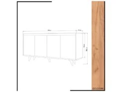Meuble En Chêne Blanc Avec Panneaux De Particules 100% Mélaminés. 140x86x40 Cm -Deco.fr Soldes Boutique buffet 13047537
