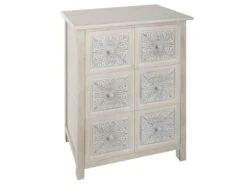 Commode Buffet Blanche À 6 Tiroirs Pour Vos Rangement, Dimensions Rangement. 64x34x94