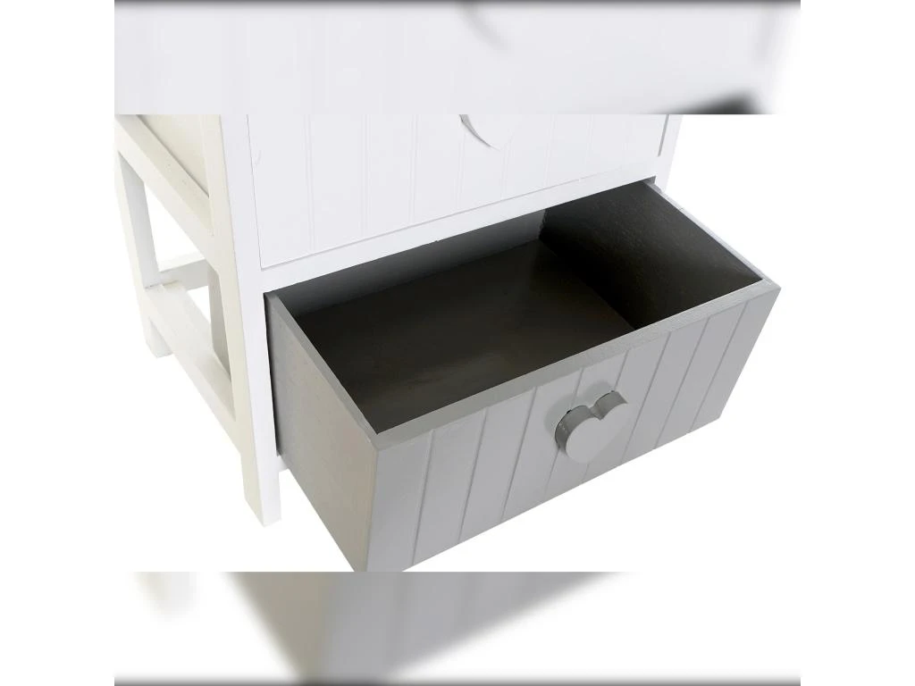 Commode Buffet Élément 2 Tiroirs "coeurs" En Paulownia Blanc 40 X 29 X 42 Cm 3 Commode Buffet Élément 2 Tiroirs "coeurs" En Paulownia Blanc 40 X 29 X 42 Cm – Image 3