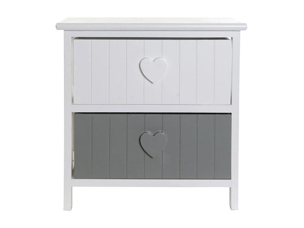 Commode Buffet Élément 2 Tiroirs "coeurs" En Paulownia Blanc 40 X 29 X 42 Cm 4 Commode Buffet Élément 2 Tiroirs "coeurs" En Paulownia Blanc 40 X 29 X 42 Cm – Image 4