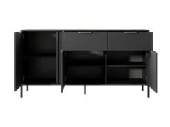 Buffet Avec 3 Portes Et 2 Tiroirs - Anthracite Et Doré - PAVELI -Deco.fr Soldes Boutique buffet 13387893