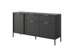 Buffet Avec 3 Portes Et 2 Tiroirs - Anthracite Et Doré - PAVELI -Deco.fr Soldes Boutique buffet 13387895