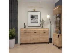 Buffet 3 Portes 3 Tiroirs LED Inclus Ruben Bois 8 Buffet 3 Portes 3 Tiroirs LED Inclus Ruben Bois -Deco.fr Soldes Boutique buffet 13606163