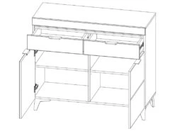 Buffet 2 Portes 2 Tiroirs LED Inclus Ruben Bois -Deco.fr Soldes Boutique buffet 14020909