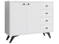 Meuble Polyvalent, 100% Aggloméré Plaqué Mélaminé, Coloris Blanc 100x82x35