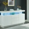 Buffet 3 Tiroirs Et 2 Portes Avec LEDs En MDF - Blanc Laqué - FABIO II -Deco.fr Soldes Boutique buffet 1414553