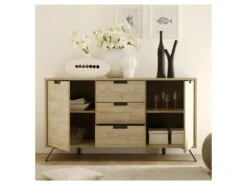 Buffet 2 Portes 3 Tiroirs Chêne Clair - PALERME 6 Buffet 2 Portes 3 Tiroirs Chêne Clair - PALERME -Deco.fr Soldes Boutique buffet 14340875