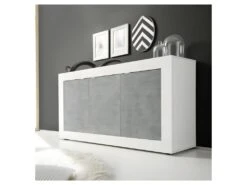 Buffet 3 Portes Blanc/Béton Ciré Clair - MATERA