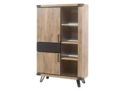 Argentier 3 Portes Chêne Miel/Métal - ANGELE