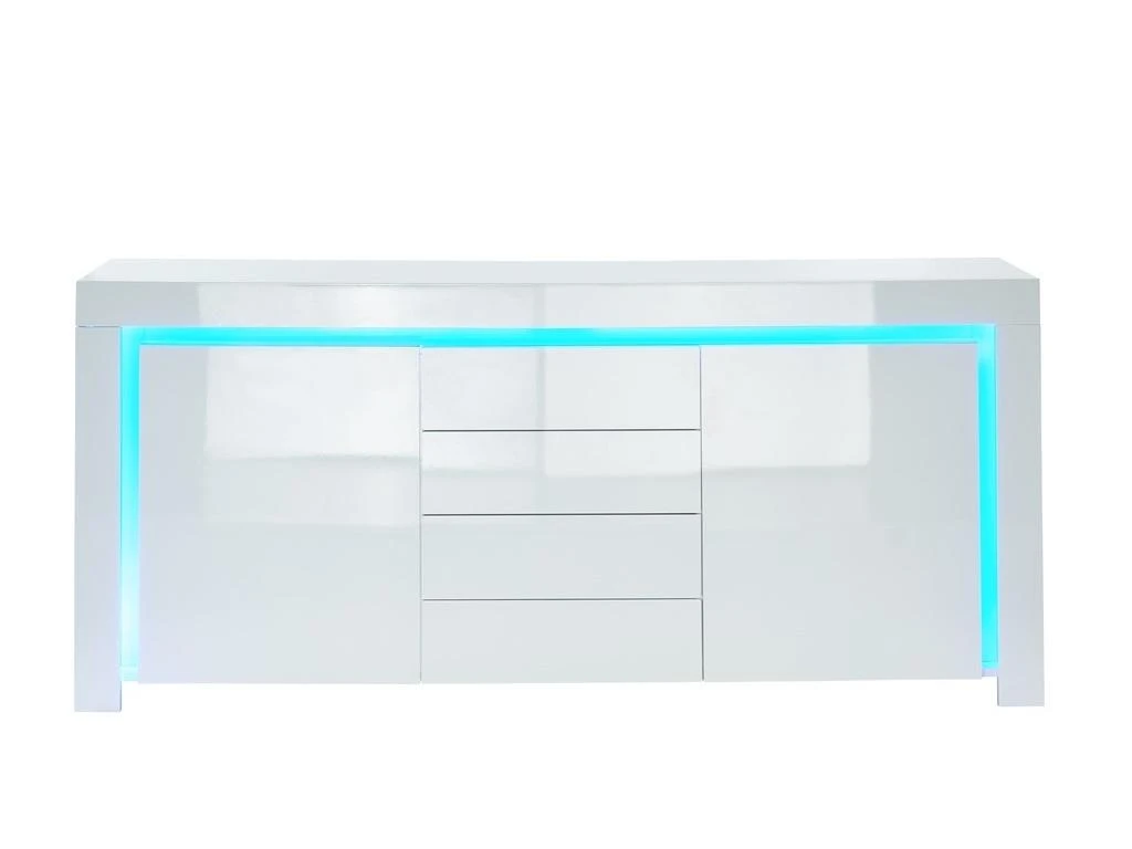 Buffet à LED SUZANE Laqué Blanc Brillant 170cm 1 Buffet à LED SUZANE Laqué Blanc Brillant 170cm