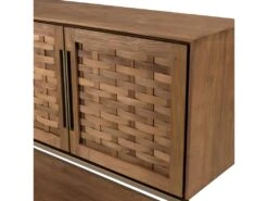 ALIDA - Buffet En Bois De Teck Recyclé 4 Portes En Tissage De Bambou -Deco.fr Soldes Boutique buffet 14652157