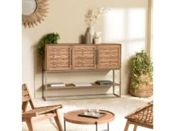 ALIDA - Buffet En Bois De Teck Recyclé 3 Portes