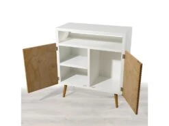 ISIDORE - Buffet 2 Portes Bois Clair Et Blanc -Deco.fr Soldes Boutique buffet 14652423