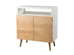 ISIDORE - Buffet 2 Portes Bois Clair Et Blanc -Deco.fr Soldes Boutique buffet 14652427