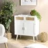 SANDRO - Buffet Blanc 2 Portes 2 Tiroirs Cannage Naturel -Deco.fr Soldes Boutique buffet 14657269