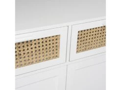 SANDRO - Buffet Blanc 2 Portes 2 Tiroirs Cannage Naturel -Deco.fr Soldes Boutique buffet 14657277