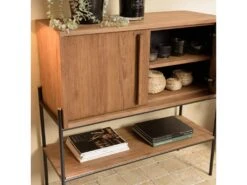 ALIDA - Buffet 2 Portes 1 Niche En Bois De Teck Recyclé Naturel -Deco.fr Soldes Boutique buffet 14657293