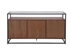 Buffet Avec 3 Portes En MDF, Verre Trempé Et Métal - Naturel Foncé - CAMATA 10 Buffet Avec 3 Portes En MDF, Verre Trempé Et Métal - Naturel Foncé - CAMATA -Deco.fr Soldes Boutique buffet 14816887
