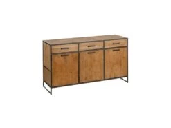 Buffet 3 Portes 3 Tiroirs Bois/Métal - CINCINNATI