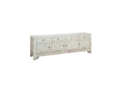 Buffet 4 Tiroirs 4 étagères Bois/Bleu - VANINA