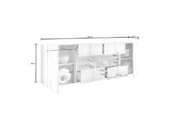 Buffet 2 Portes 4 Tiroirs Laqué Blanc Brillant LED's - TICATO -Deco.fr Soldes Boutique buffet 17624037