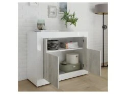 Meuble D'entrée 2 Portes Blanc/Pin Blanc - LUBIO -Deco.fr Soldes Boutique buffet 17624647