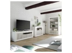 Meuble D'entrée 2 Portes Blanc/Pin Blanc - LUBIO -Deco.fr Soldes Boutique buffet 17624651