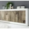 Buffet 4 Portes Blanc/Planches Bois - MATERA -Deco.fr Soldes Boutique buffet 17624883